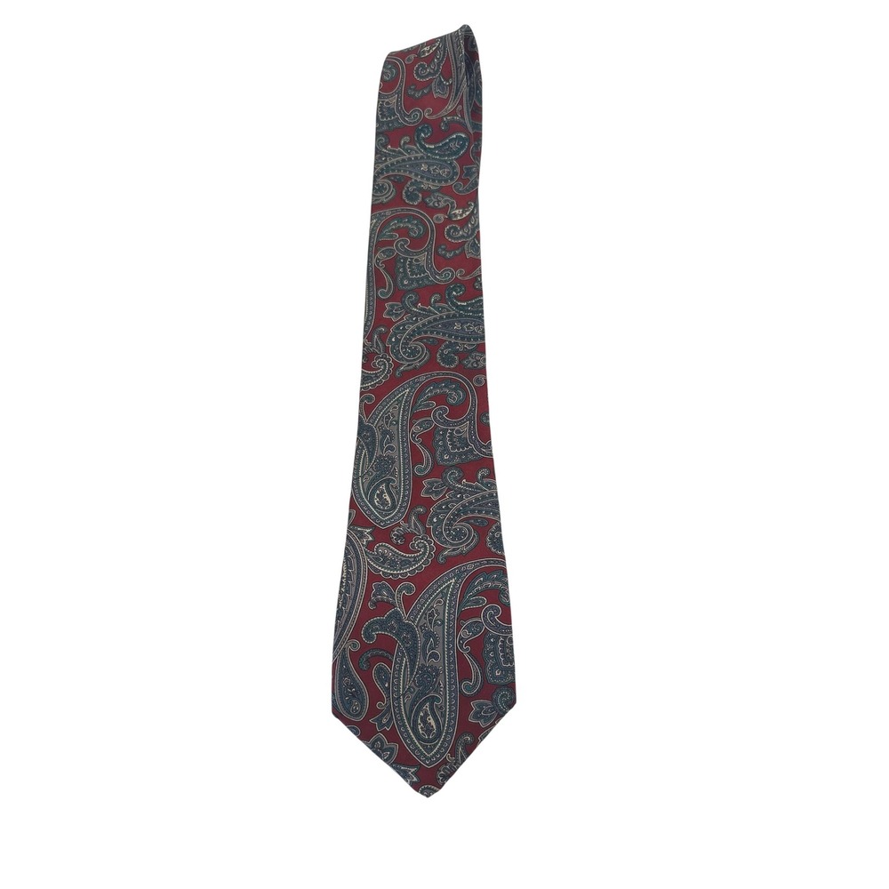 Vintage Bert Pulitzer Tie Men Red Paisley Silk USA Made Preppy Old Money Necktie